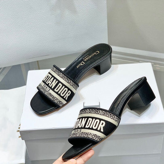 Women's High Heel Letter Embroidered Sandals