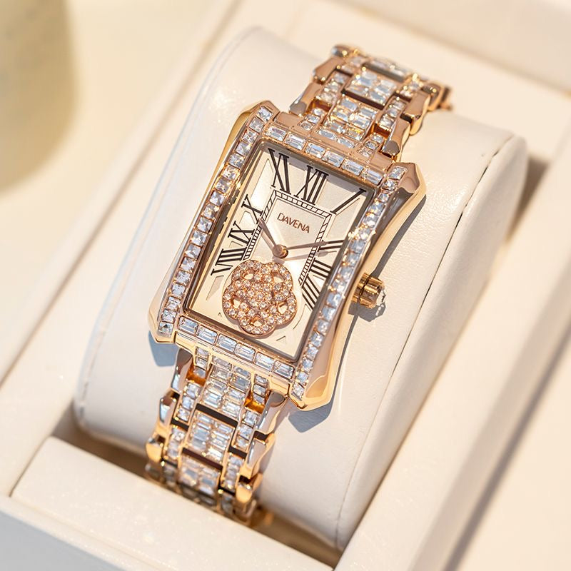 DAVENA Women's Super Sparkling Diamond Watch