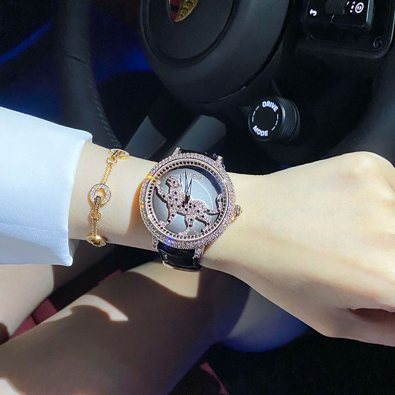 DAVENA Ultra-Flash Gold Leopard Full Diamond Watch