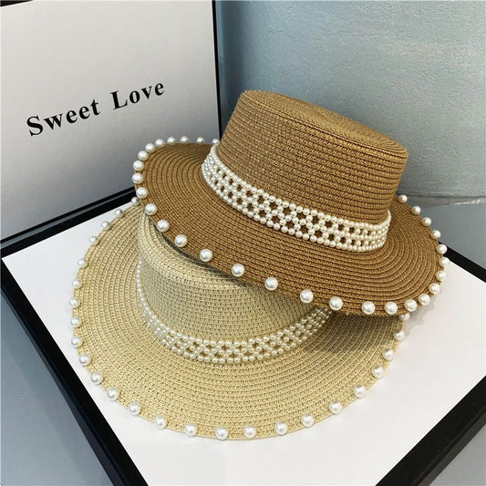 Women's Fashionable Pearl Sun Protection Hat